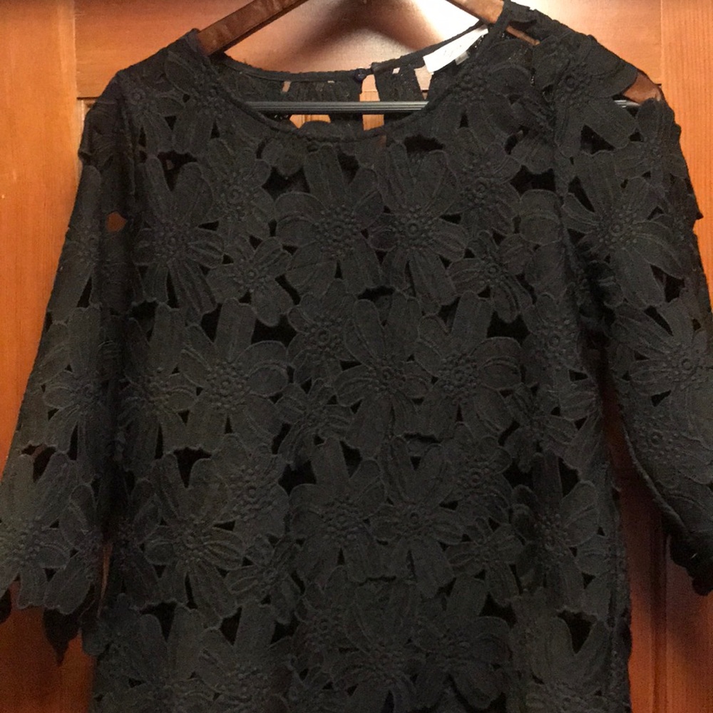 Black lace blouse sz s great over slipdress!